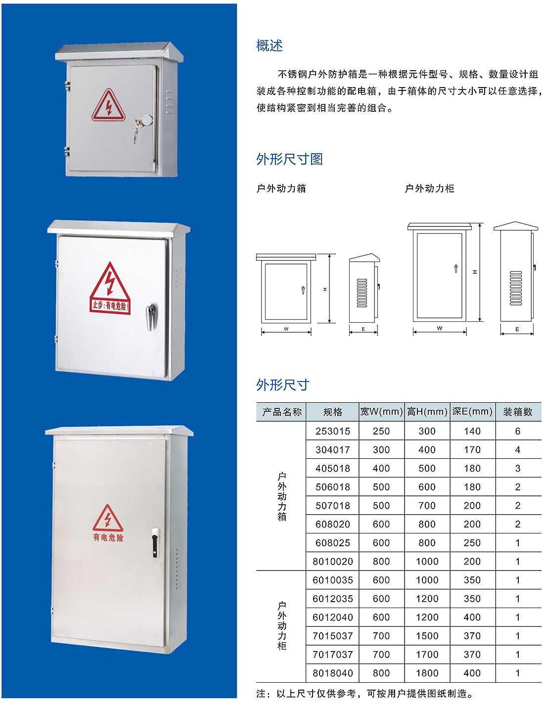 不锈钢户外防护箱/柜